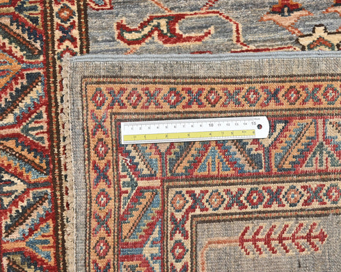 11 Feet Gray Kazak Afghan Hand Knotted Wool Runner Rug